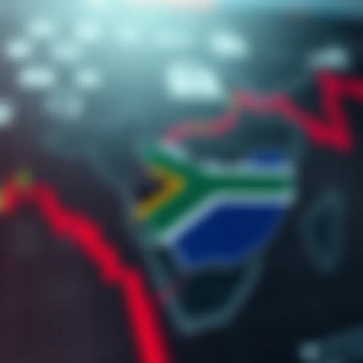 Illustration of financial regulatory symbols and a map highlighting South Africa