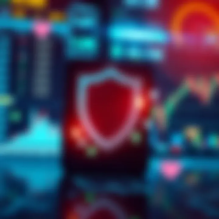 Illustration of secure online trading with digital shield and currency symbols representing safety in forex trading