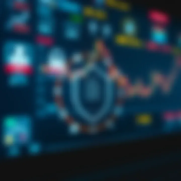 Illustration of a secure financial environment with digital security icons and South African rand symbol