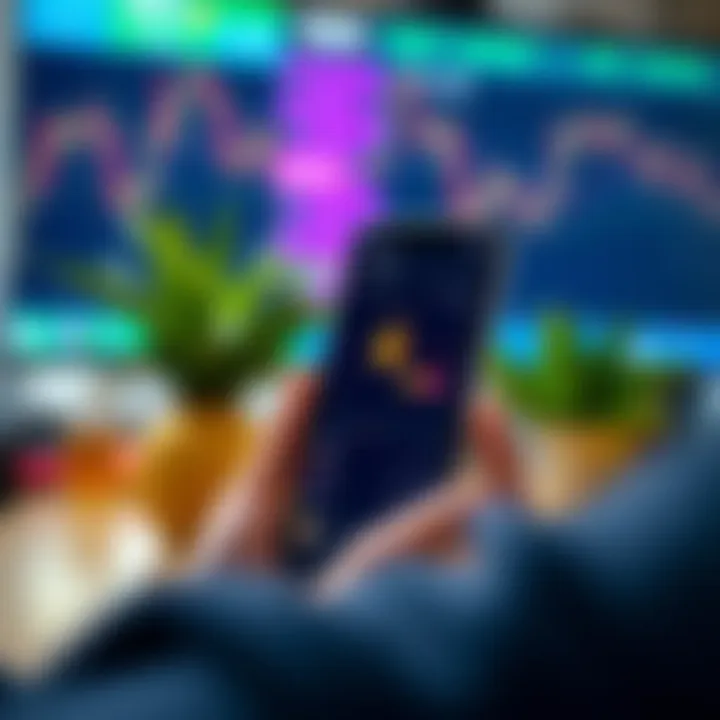 Mobile phone displaying security features and trading tools for beginners