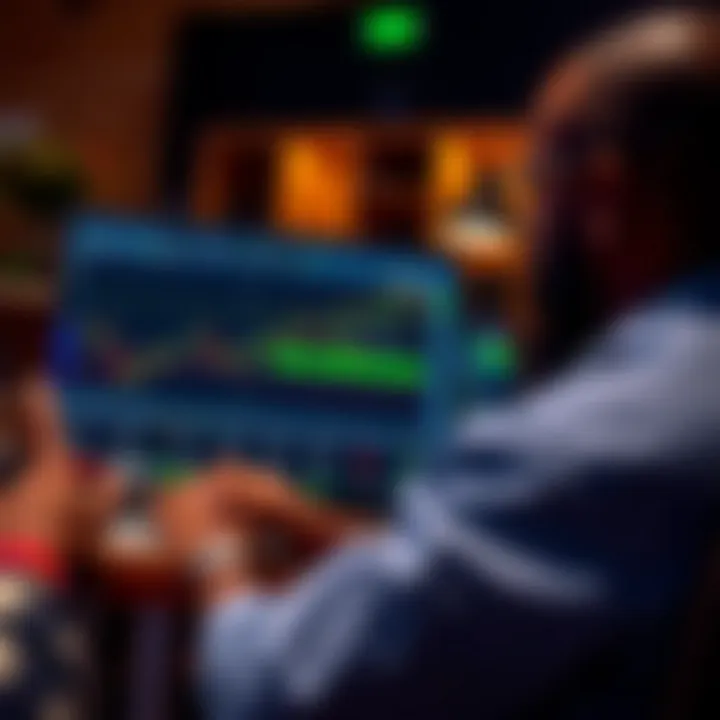 Learner engaging with online forex trading course displayed on a laptop screen