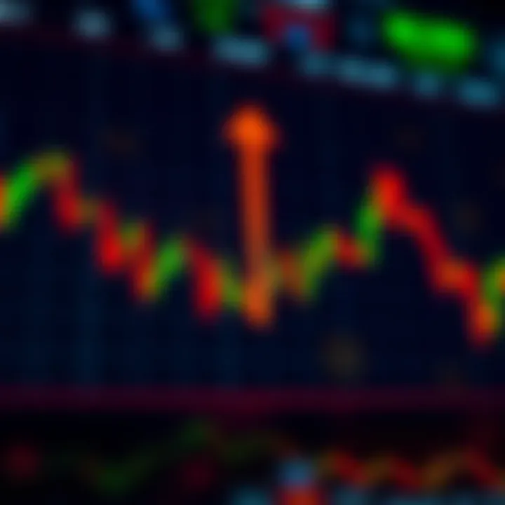 Illustration showing currency pairs with upward and downward arrows symbolizing forex market fluctuations