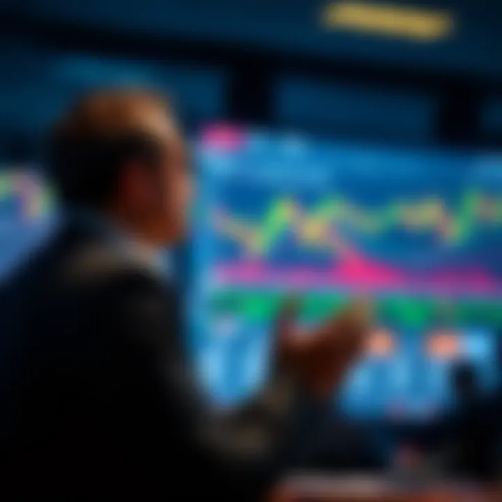 Expert speaker explaining key forex trading strategies with digital graphics