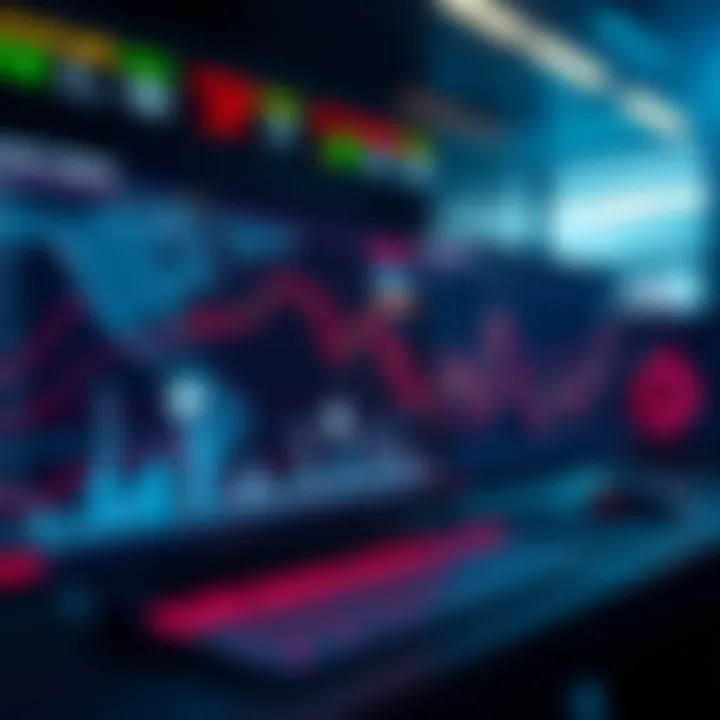 Digital representation of forex trading system with global currency icons and data visualization