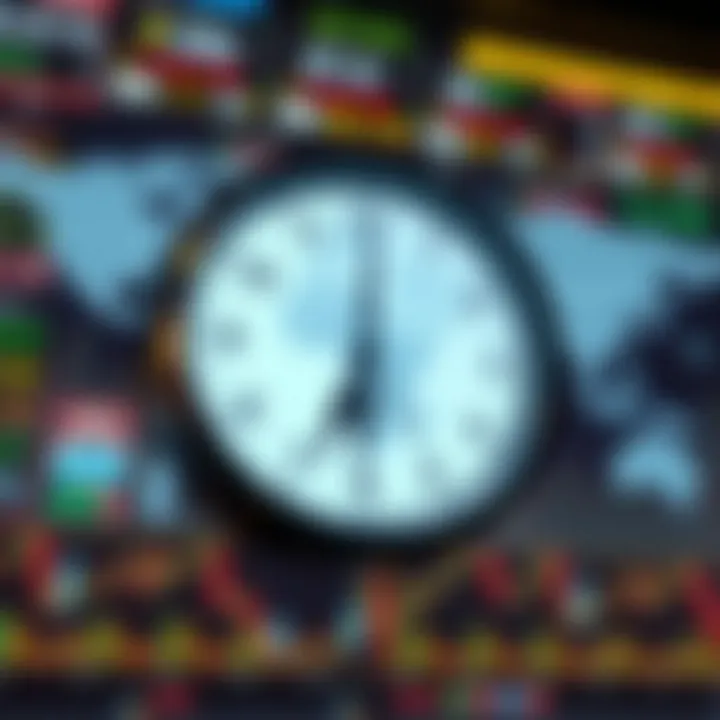 Worldwide forex market sessions highlighted on a global clock aligned with South African Standard Time