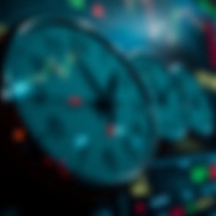 Clock faces showing overlapping active hours of major forex markets with currency symbols