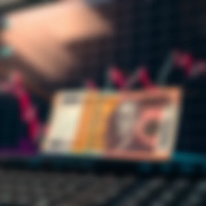 Graph showing fluctuating forex market trends with South African Rand symbol