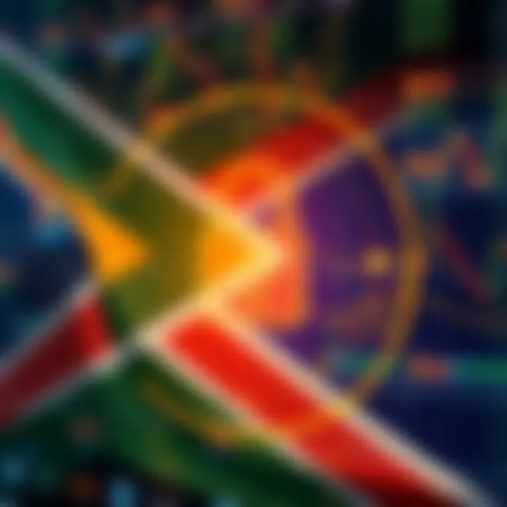 South African flag overlaying digital secure lock symbolizing safe trading environment