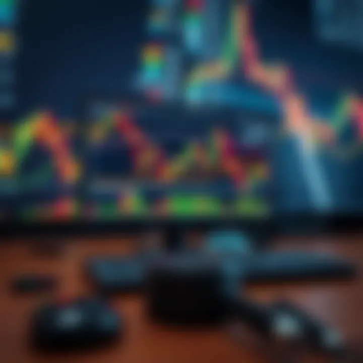 Illustration of a digital trading platform displaying forex charts and risk management tools