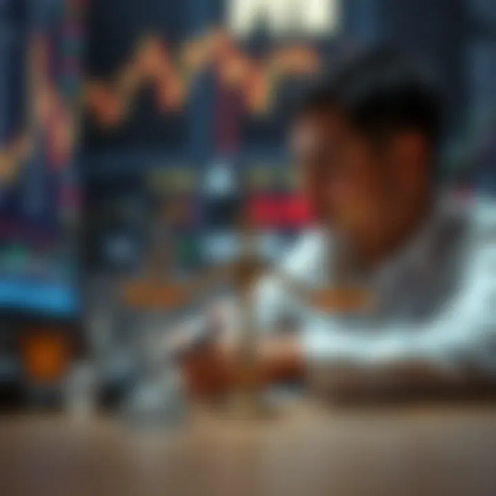 Conceptual illustration of risk management and decision-making in forex trading