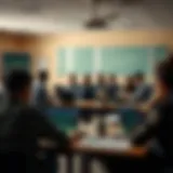 Classroom setting with students learning forex trading strategies on laptops in a modern South African school