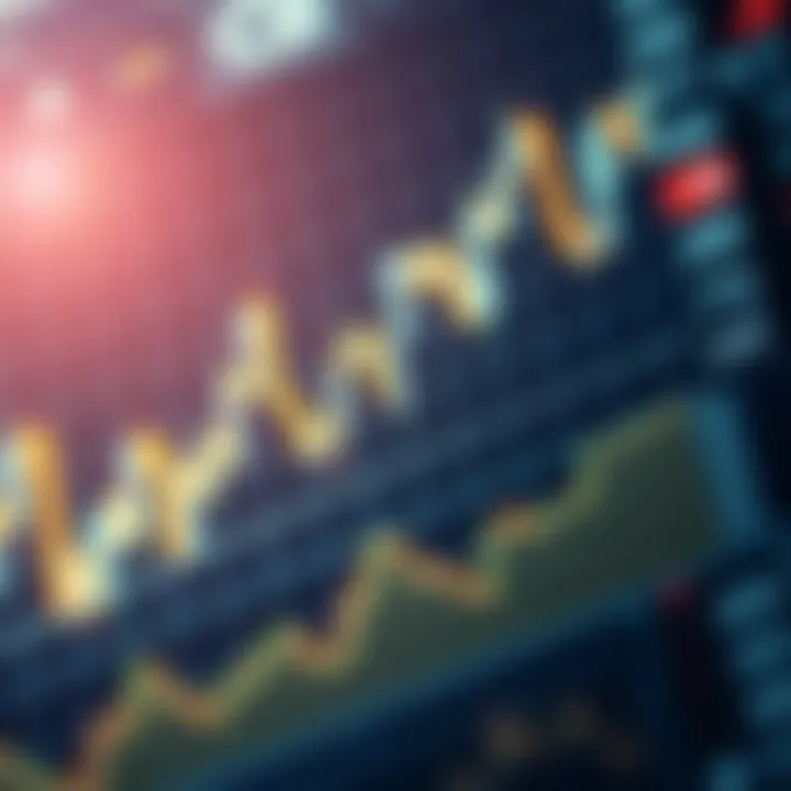 Graph showing currency exchange rates fluctuating over time