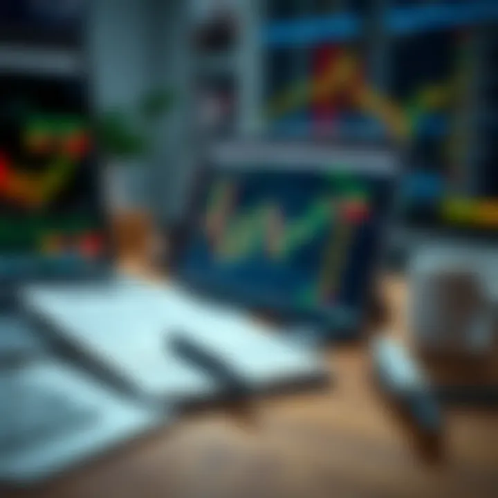 Collection of free forex trading PDF guides with notes and a laptop