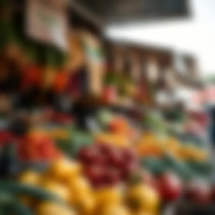 Colorful display of fresh fruits and vegetables at a Somerset West market stall during daytime