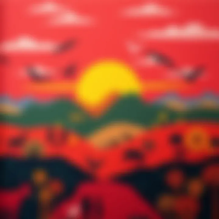 Illustration of diverse cultural patterns and South African landscape with symbols of inclusivity and acceptance