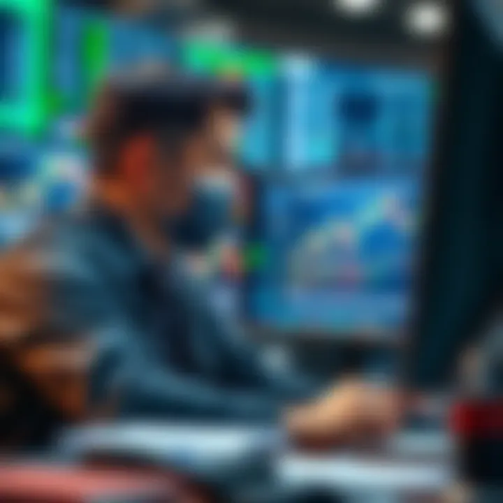 Illustration of a trader analyzing forex signals on multiple monitors in South African forex market context