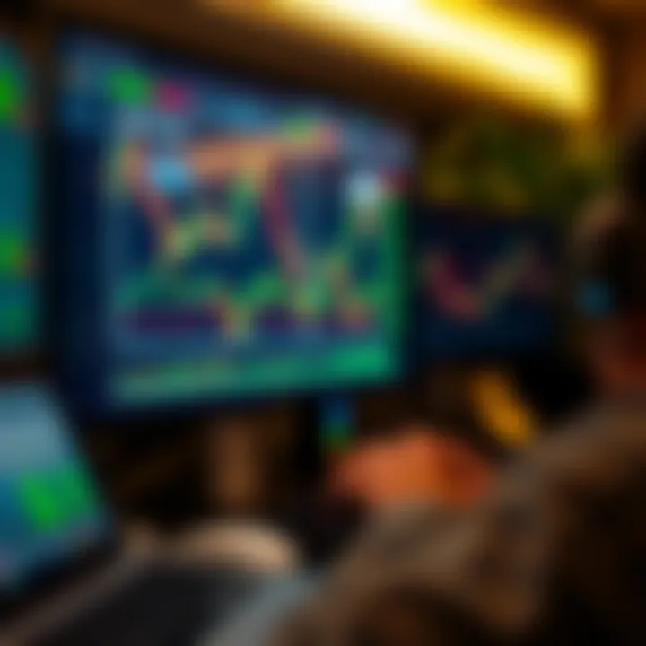 Digital interface showing forex trading charts and currency pairs