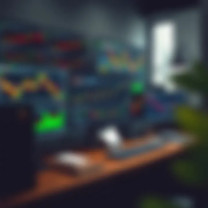 Effective Forex Trading Setup for Strategy Execution Workspace with multiple monitors displaying forex trading platforms and charts