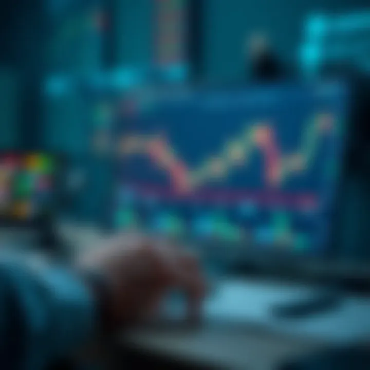 Conceptual illustration showing analysis tools and decision-making in binary signals trading