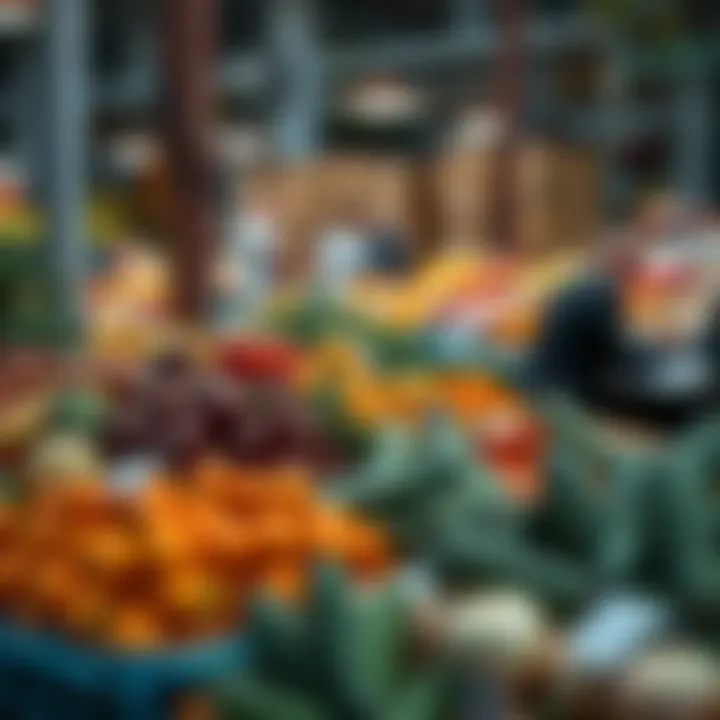 Fresh fruits and vegetables displayed at Tokai market in South Africa during trading hours