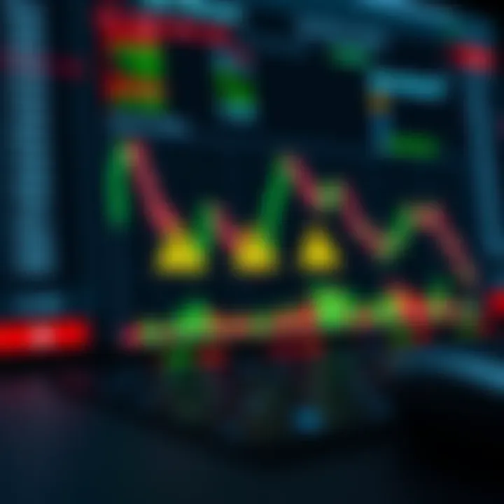 Illustration showing a deceptive online trading platform interface with warning symbols