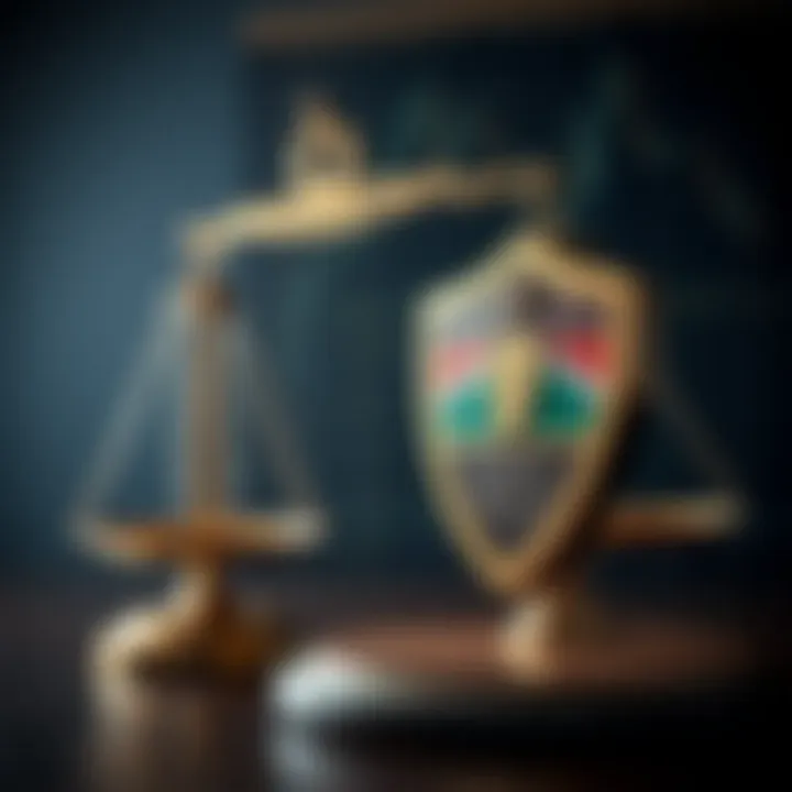 Graphic highlighting legal scales and a shield representing protection against financial scams in South Africa