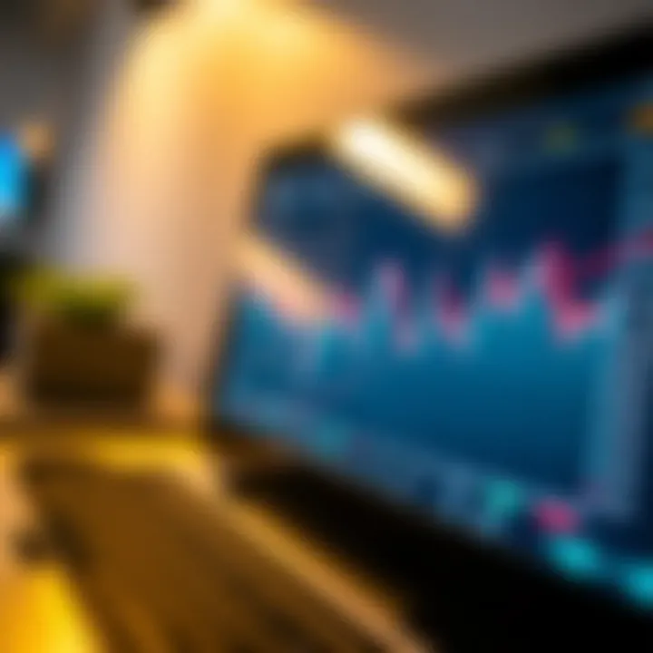 Graph showing currency pairs fluctuations on a digital trading platform