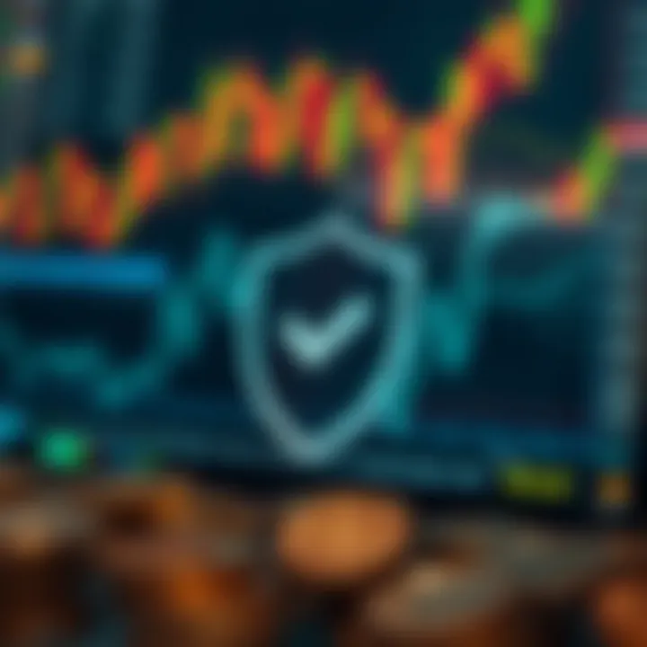 Visual depiction of secure trading practices with shield and checkmark icons