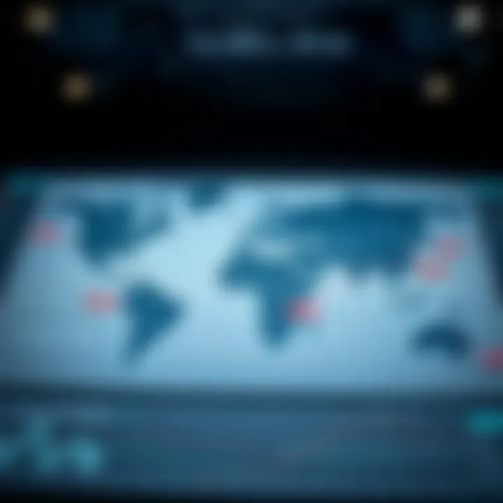 World map showing major forex trading sessions and their corresponding time zones