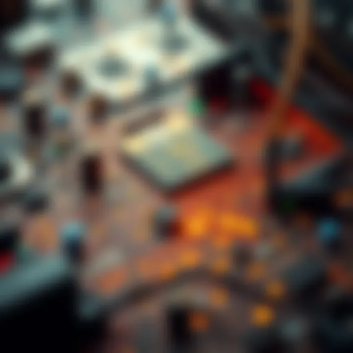 Visual representation of digital circuits showcasing binary signals and computing hardware