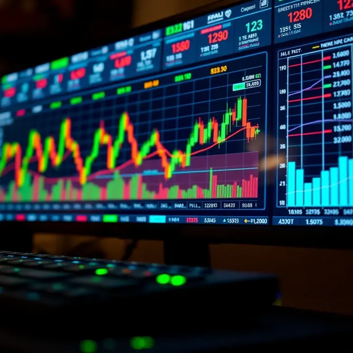 Forex Trading Platform Dashboard with Interactive Charts Dashboard displaying forex trading charts and tools on a digital platform