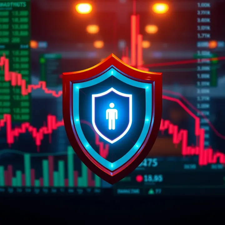 Secure digital shield symbolizing protection of online trading accounts and financial data