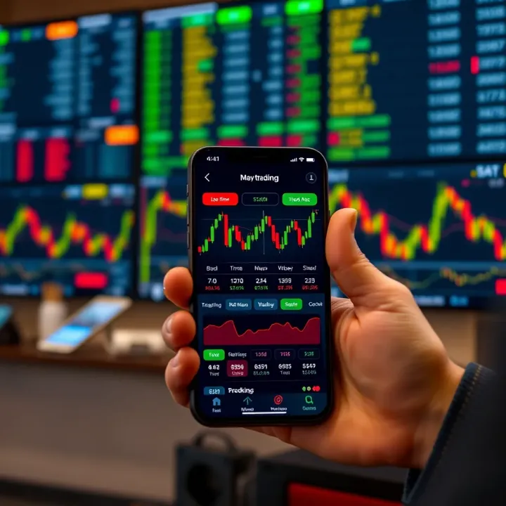 User-friendly mobile trading app interface displaying stock market charts and investment options