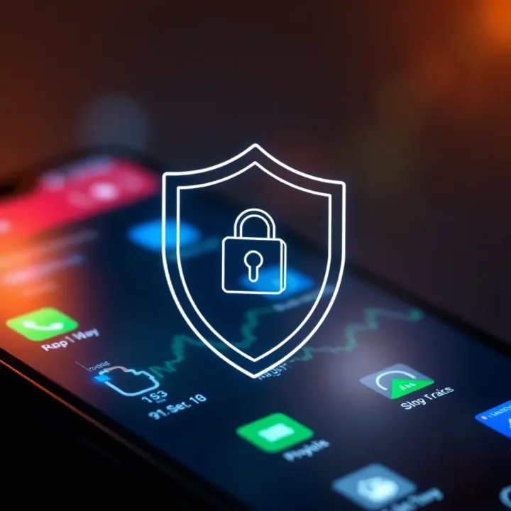 Security Features for Forex Trading Apps Secure shield icon overlaid on a smartphone representing app security and user protection