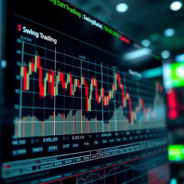 Graph showing currency market price fluctuations comparing day trading and swing trading timeframes