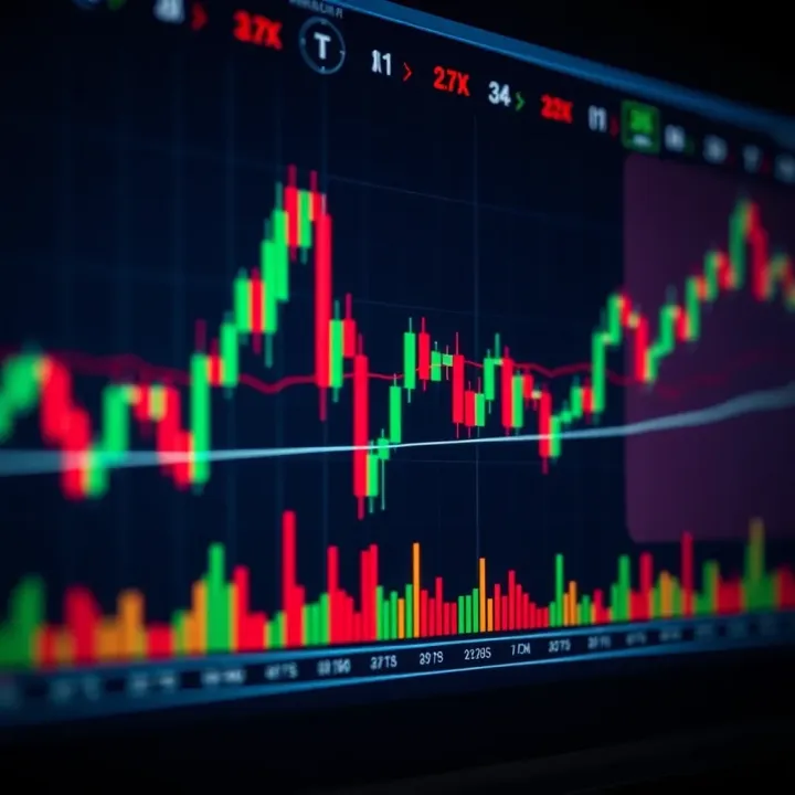 Chart displaying forex currency pairs with trend lines and market indicators