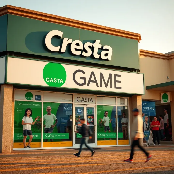 Exterior view of Cresta Game store showing the entrance and brand signage in South Africa