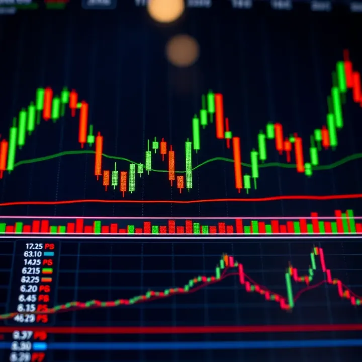 Chart showing forex trading strategy with candlestick patterns and trend lines