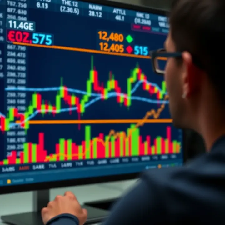 Chart displaying quick binary options trading decisions with candlestick patterns and indicators