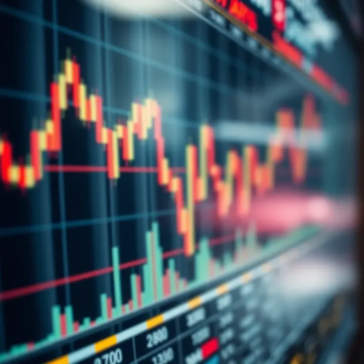 Chart showing rapid market fluctuations with highlighted binary options indicators for quick decision making