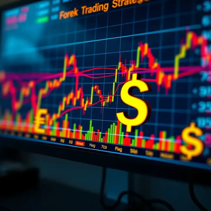 Forex Trading Strategies and Currency Visualization Visual representation of forex trading strategies with graphs and currency symbols