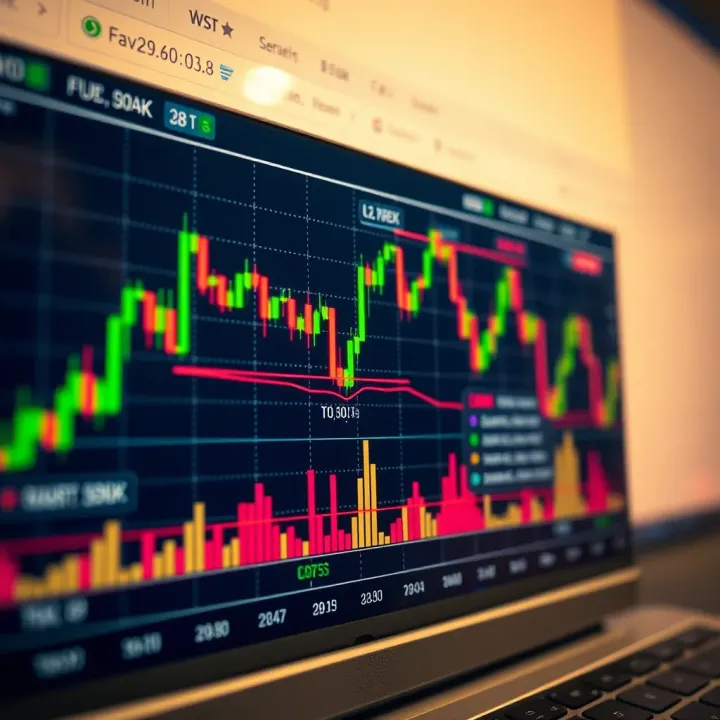 Candlestick chart displaying forex price movements with key support and resistance levels highlighted