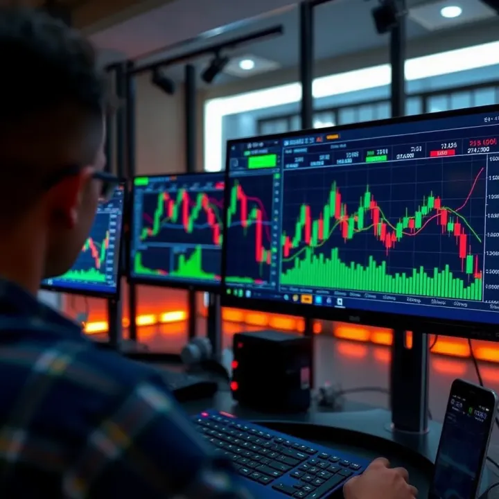 Analyzing Forex Market Trends in Johannesburg Forex trading charts and graphs on a digital screen illustrating market trends in Johannesburg