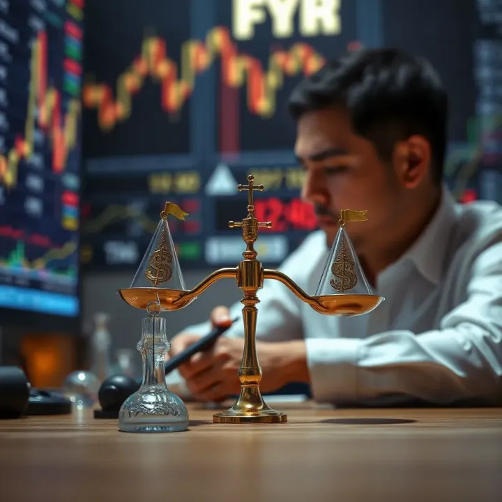 Conceptual illustration of risk management and decision-making in forex trading