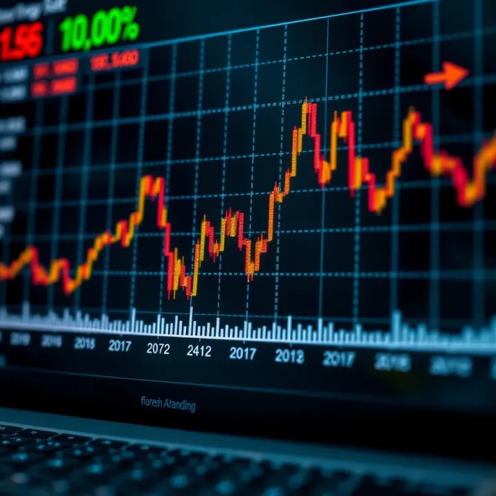 Graph showing currency exchange rates fluctuating in the forex market