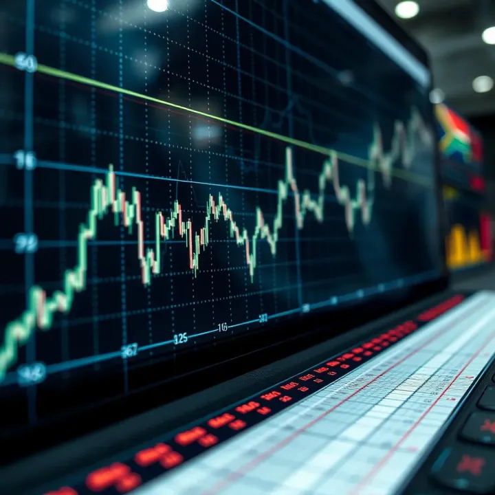 Forex Market Fluctuations with Focus on South African Economy Graph showing currency exchange fluctuations with emphasis on South African market influences
