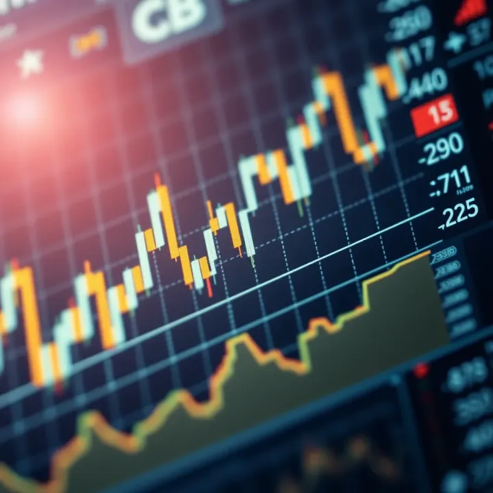 Graph showing currency exchange rates fluctuating over time