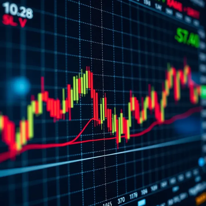 Technical indicators such as moving averages and RSI overlayed on forex trading chart for trend analysis