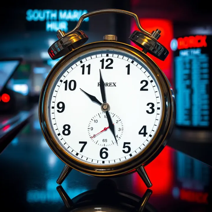Clock displaying South African local time aligned with forex market hours and overlaps