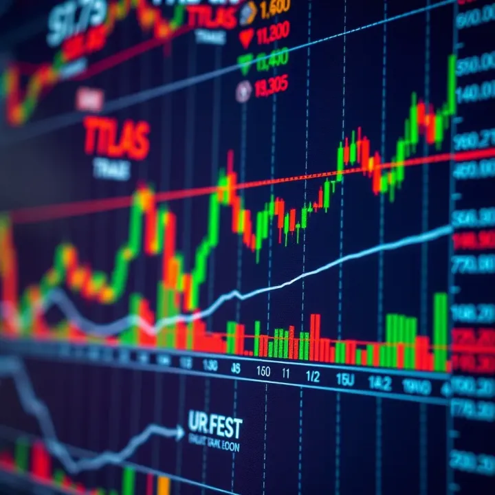 Chart showing currency pairs with fluctuating values and trend lines